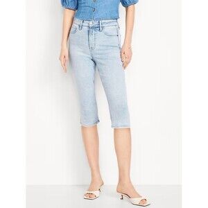 Old Navy Rockstar Slim Capri Jeans Womens 6 Blue Light Wash Stretch NEW